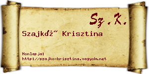Szajkó Krisztina névjegykártya